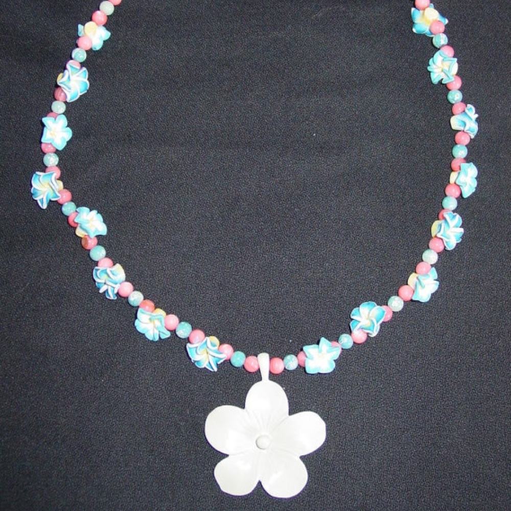 Tropical Island Beach Flower Handmade Necklace